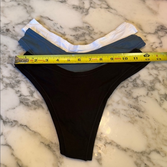 New Quince Organic Cotton HIGH CUT Thong 6 Pack Black, White & Ocean Blue S & XS - Picture 9 of 12